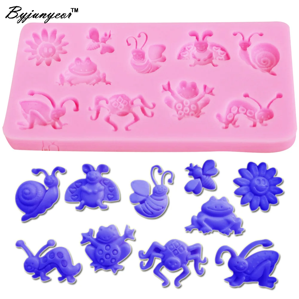Byjunyeor Moule En Forme D Araignee Silicone M078 Coccinelle Grenouille Abeille Escargot Moule En Forme