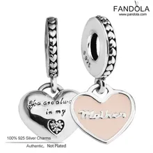 Мать и дочь подвеска в форме сердечка талисманы 925 пробы серебро бусины Подходит DIY браслеты ювелирных изделий для женщин Berloque