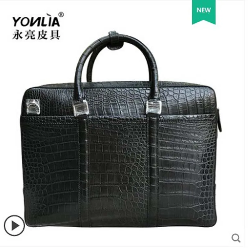

yongliang Leather Crocodile Belly Men's Handbag Genuine Leather Men's Bag for Leisure Office men handbags
