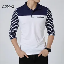 ICPANS мужская полосатая рубашка-поло с длинным рукавом, рубашки поло для мужчин, приталенная, большой размер 5XL,, весна-осень, рубашки поло для мужчин
