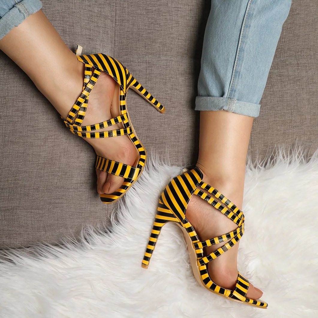 

Women Fashion Fish Mouth Sandals Lady Stiletto High Heel Sandals Luxury Footwear Women Designers Shoes