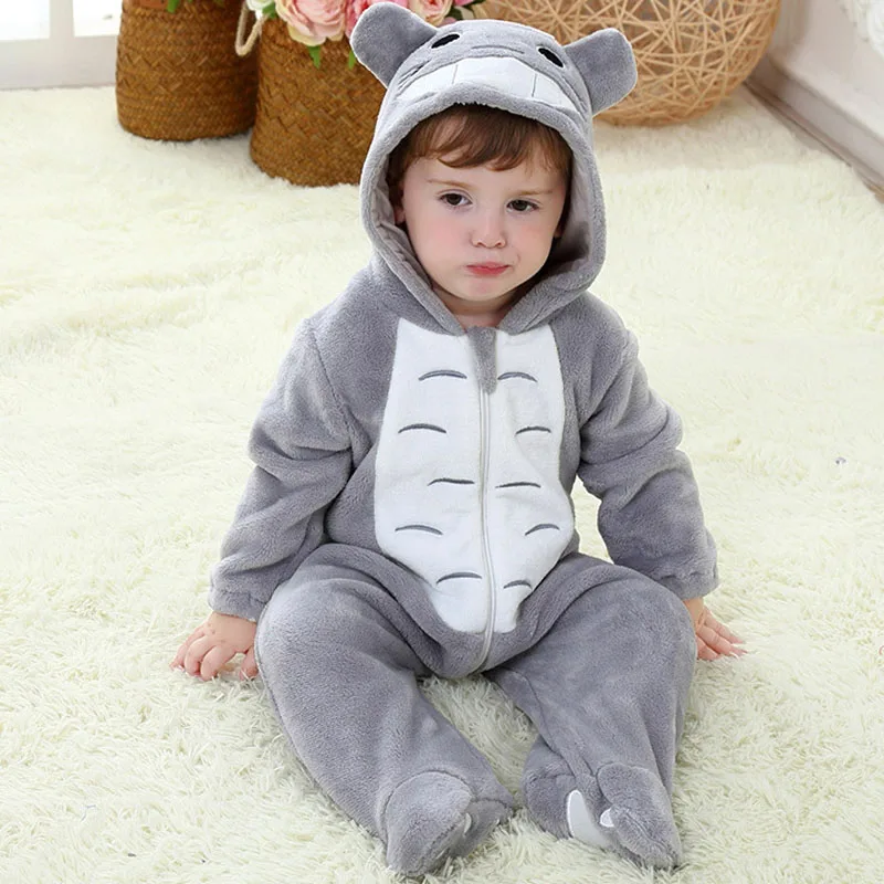 Милый фланелевый комбинезон «Тоторо коала»; комбинезон для детей от 0 до 24 месяцев; Детский комбинезон с капюшоном и рисунком животных; одежда для малышей - Цвет: Totoro