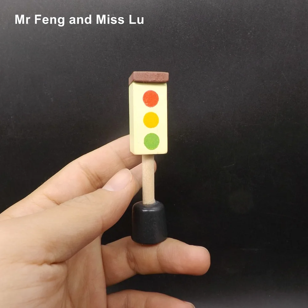 Wooden Toy Kid Traffic Sign Light Model Mini Traffic Accessories Gift