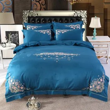 

New Elegant embroidery Bedding Set cotton Linen Soft Duvet Cover Pillowcase Bed Sheet Queen king size