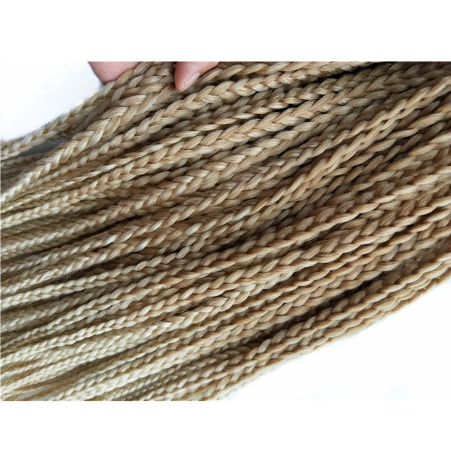 Pervado Hair 18Inch 22strands/pack African 3s Box Hair Braids 27/613 Ombre Color Synthetic Crochet Extensions for Women