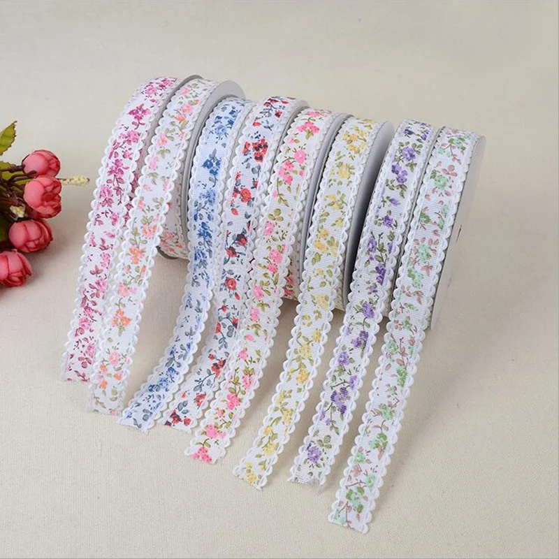Grosgrain Ribbon Printed Flower Chinese Style 20mm High Quality For