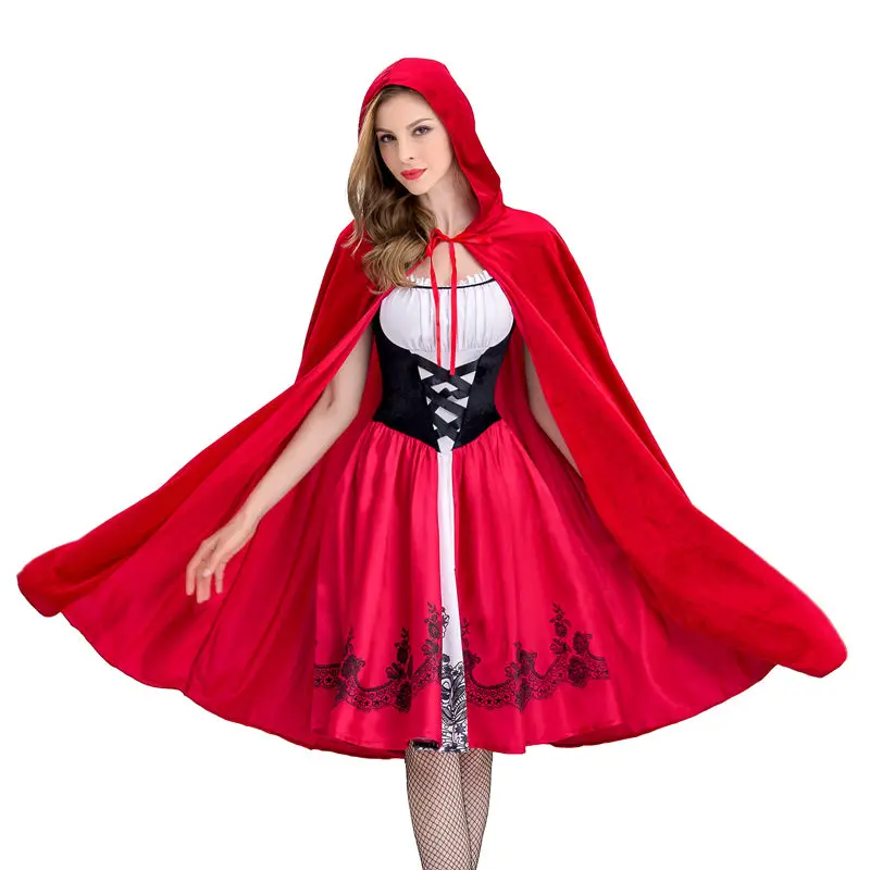 Adult Ladies Short Little Red Riding Hood Cape /& Hood Cloak Fancy Dress
