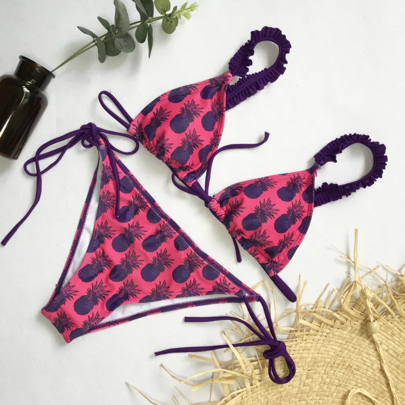 

2018 New Pineapple Bandage Swimsuit Bathing Suit Swimwear Beachwear For Women