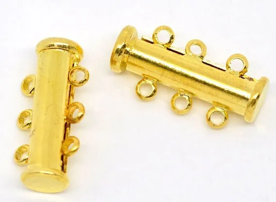 

Free Shipping!50 Gold Plated 3-Strands Magnetic Slide Clasps 20x10mm