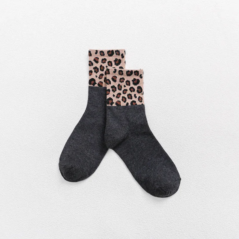 1 пара популярных эластичных удобных носков, регулируемые повседневные уникальные хлопковые красивые мягкие теплые носки с леопардовым принтом, свободный размер - Цвет: 6