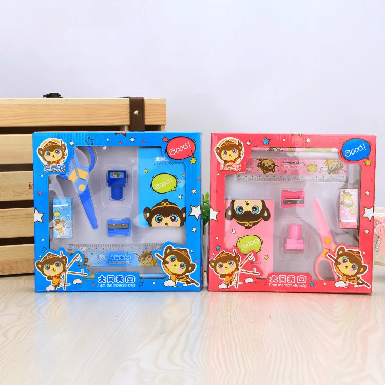 

Climemo 8 sets of stationery, Primary School Student Kit Set, pencil, ruler, pencil sharpeners, notebook, erasers, seals, sciss