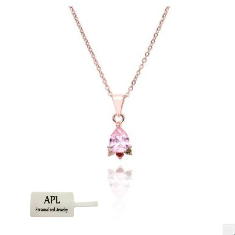 

APL-white-color stainless steel droplet Pendant necklace, women's new micro-inlaid stone droplet two-color Necklace Jewelry