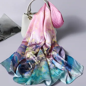 

Women 100% Pure Silk Scarves Hijab Luxury Bandana Scarf Shawl Wraps for Ladies Natural Real Silk Scarves bufanda mujer
