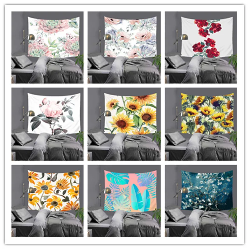

European style Flower printed wall hanging decorative tapestry Beach Picnic Yoga Rug for Home Decor Artting wall blanket