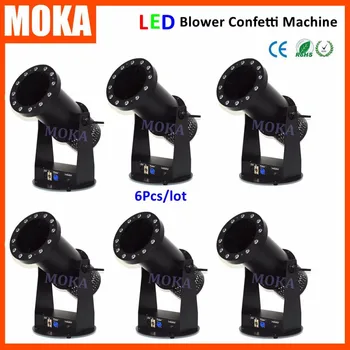 

6 Pcs/lot special effect LED confetti machine DMX with 15*3w RGB led 3in1 1200W confetti cannon Height 10-15M No Need Power