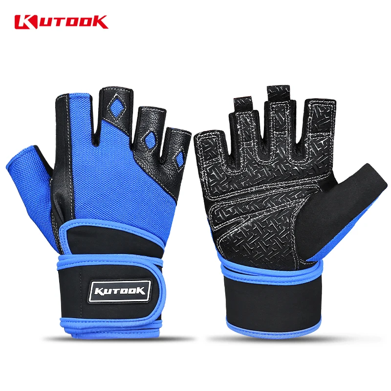 

KUTOOK Wrist Support Weight Lifting Gloves Breathable Anti-slip Gym Gloves Half Finger Sport Gloves Protective Fitness Gloves