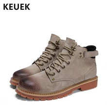 Модные мужские ботинки из натуральной кожи, уличные мотоциклетные ботинки, весенне-осенние мужские рабочие ботинки по щиколотку, военные ботинки 061