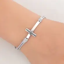 Простой Веревка Крест Браслет Мужская Ручная работа низка на удачу шарм браслеты и браслеты пара для женщин ювелирные изделия подарок