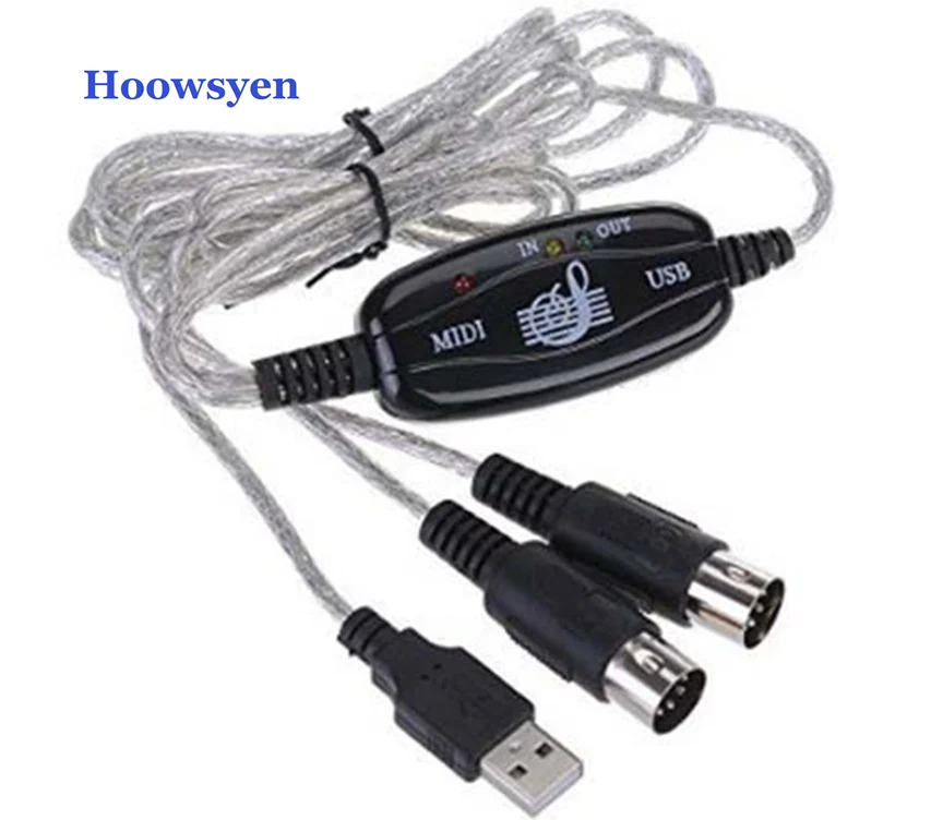 USB IN OUT MIDI Cable Converter for PC to Music Keyboard Adapter Cord
