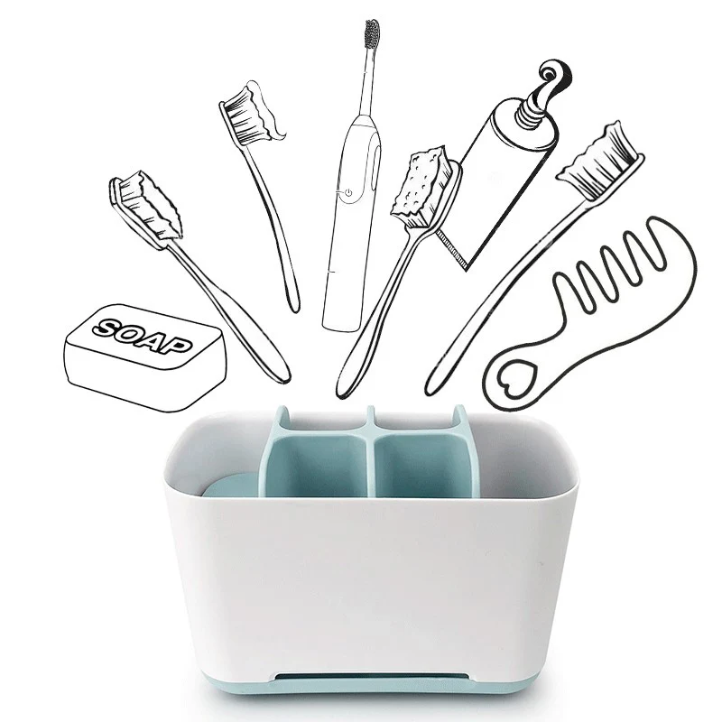

Household Toothbrush Holder Bathroom Storage Organizer Caddy Stand For Electric Toothbrush Toothpaste Multifunction Storage Box