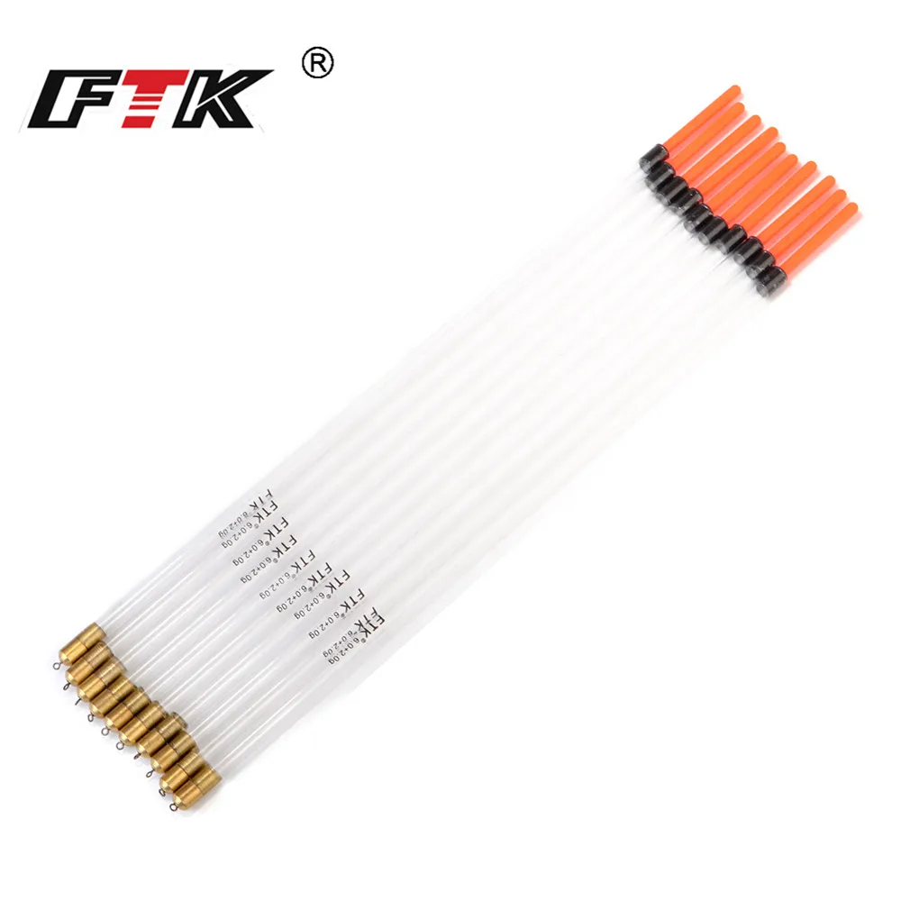 

FTK Fishing Float 10pcs/set 6g+2g 8g+2g Crystal Plastic Fishing Floats Sea Boating Fish Floats Fishing Accessaries Tube Set