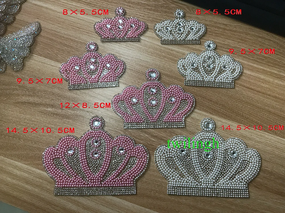 1 Piece Hot Fix Rhinestone Motif Children Baby Suit Crystal iron Crown Glass Patch Applique For Baby Clothes Rhinestone Patches