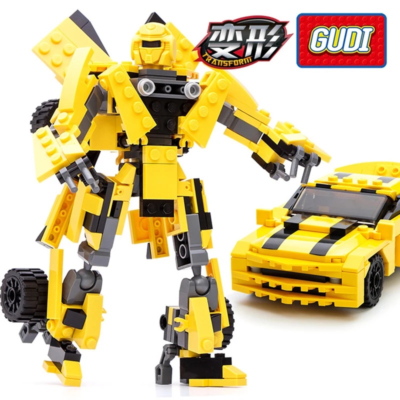 

GUDI Transform Series Bumblebee Building Blocks Model Toys Robot 2 In 1 Vehicle Sports Car Compatible With bricks Model Toys