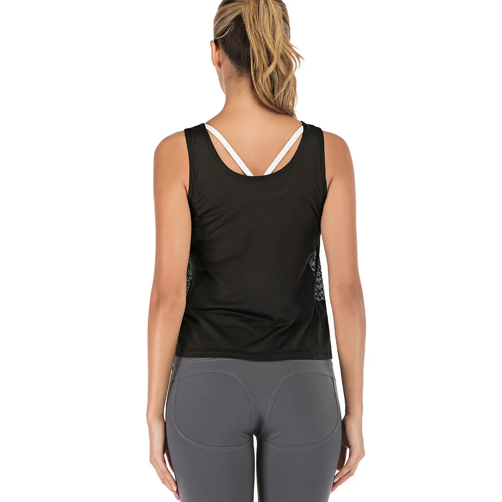 Women/'s Workout Yoga Vests Mesh Dri Fit Sports Running Jogging Tank Top Backless