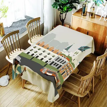

JaneYU 2019 Waterproof oil-resistant tablecloth wipe clean polyester digital printing table countertop protection quality