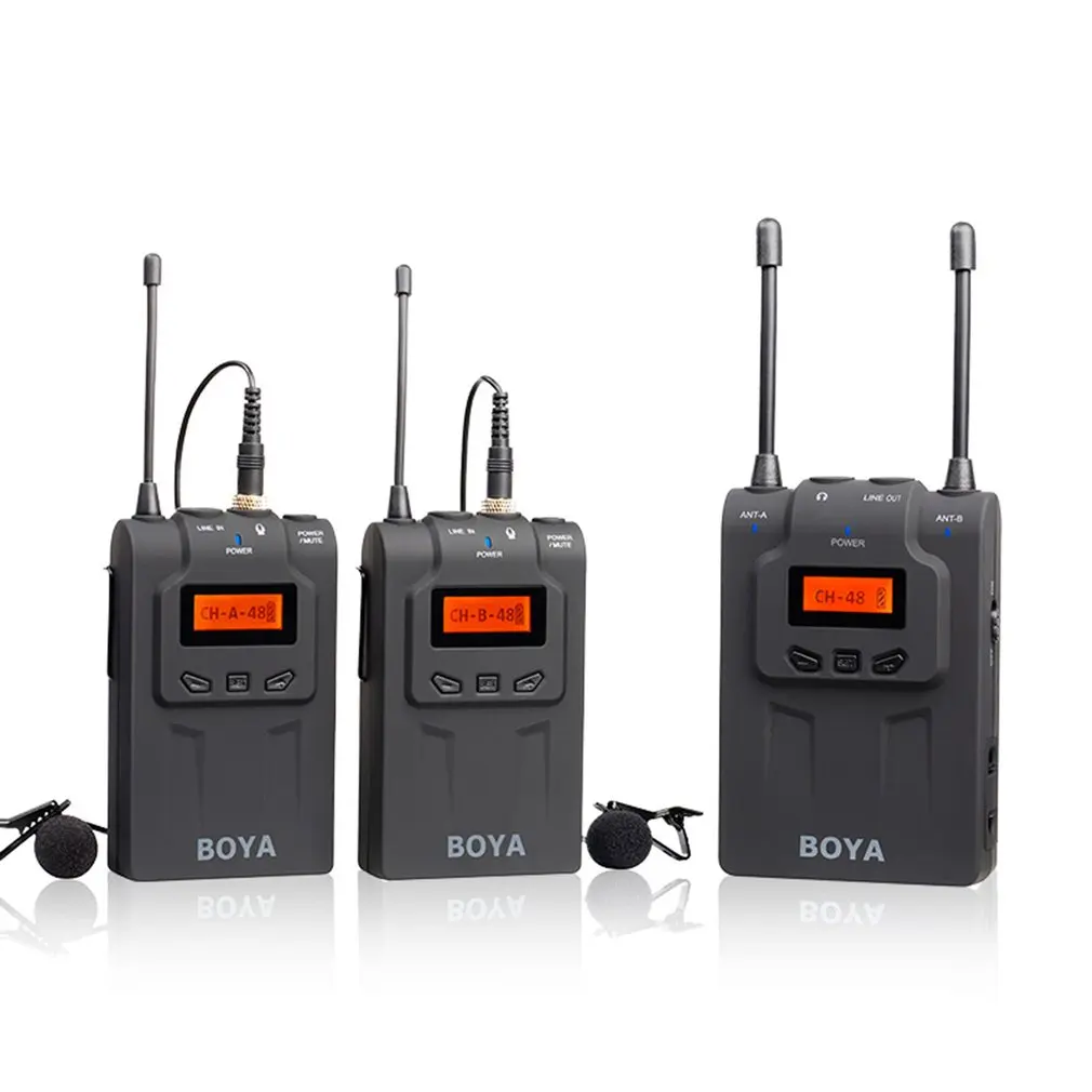 

BOYA BY-WM6 48-channel UHF Wireless Lavalier Microphone System 100m Range Interviews Video Recording Mic for DSLR Cameras