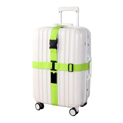 Регулируемые поперечные багажные ремни для путешествий, чемодан на колесиках, персонализированный безопасный упаковочный ремень, детали, аксессуары, более плотная версия - Цвет: Зеленый
