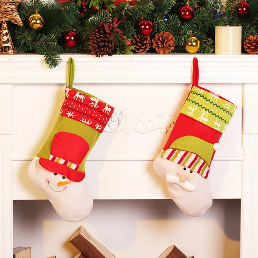 Image Personalized Christmas Stockings Noel Christmas Tree Decorations Gift Socks For Kids Candy Apple Bags Xmas Natal Navidad 2017