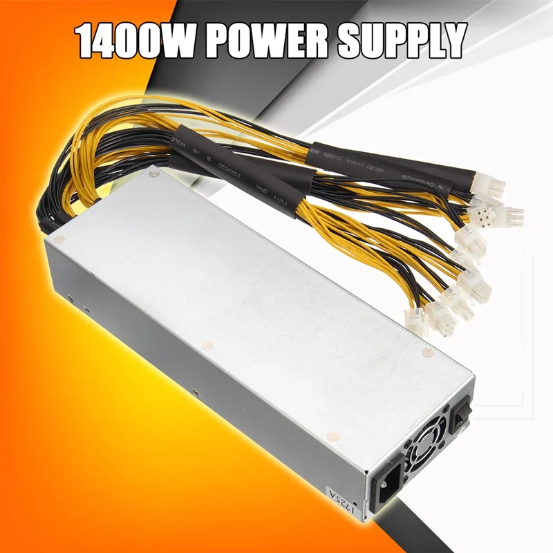 

1400W Metal 8 Card Miner Power Supply For S7 S9 Series Mining Machine Dedicated New ATX Power For Computer PC