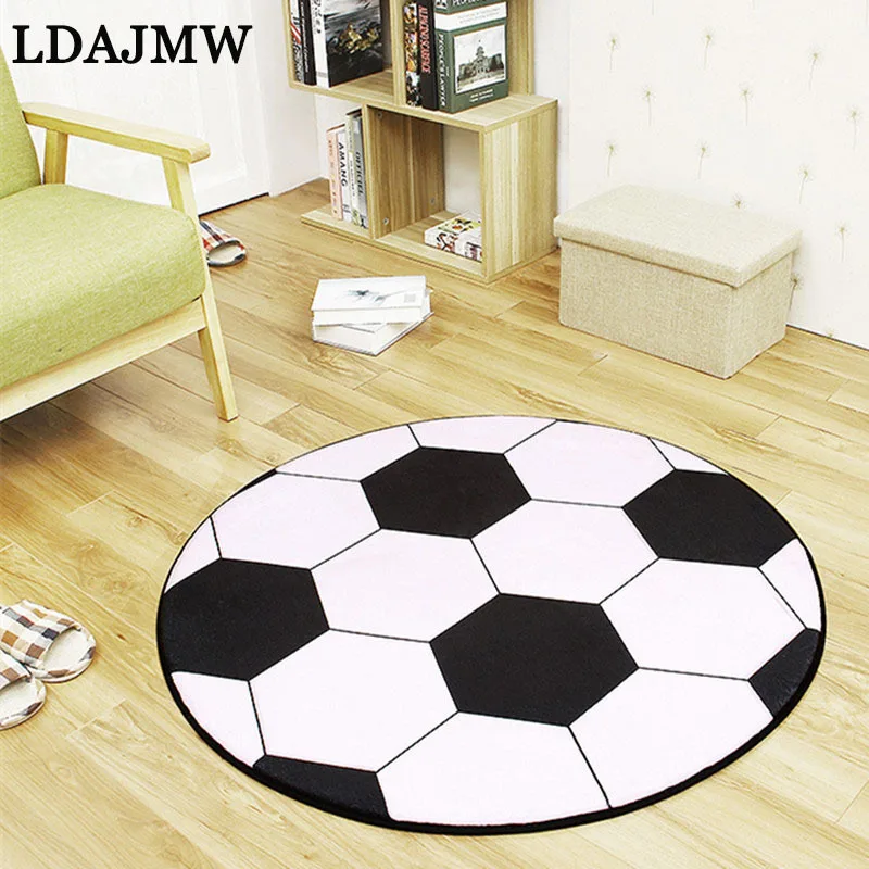 LADJMW Новый полиэстер Anti slip Ball Круглый ковер компьютерный стул площадку Футбол