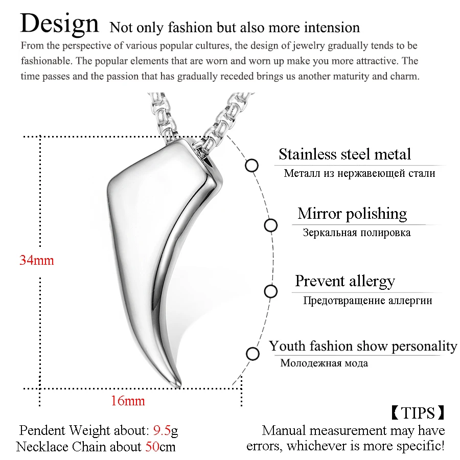 Creative Geometric Stainless Steel Pendant Necklace size