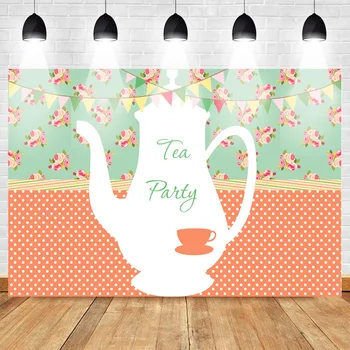 

Mehofoto Tea Party Theme Photo Background Baby Shower Backdrop Newborn Birthday Repeat Flowers Backgrounds Computer Printed