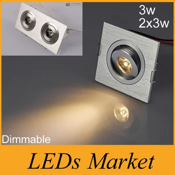 

3w 2x3w 3x3w Siver shell Led Recessed Down Lights dimmable AC 110-240V Warm/Cool White + drivers 60/90/120 Beam Angle CE UL
