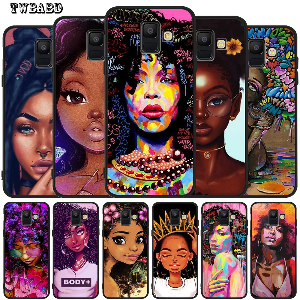 

Fashion Girl For Coque Samsung Galaxy A750 A530 African Girls Case for Samsung A9 A6 A7 A8 Plus 2018 A3 A5 A7 2017 Capa Etui