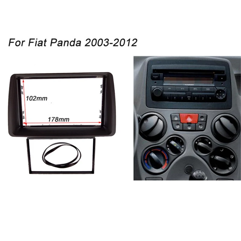 2 Din Fascia For FIAT Panda 2003- 2012 Radio Stereo Panel Dash Mount Installation Trim Kit Frame Plate Bezel