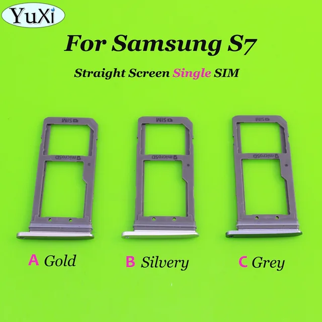 Special Price YuXi 5 pcs/lot New Dual / Single SIM Card Tray Holder For Samsung Galaxy S7 G930 G930F Replacement Parts