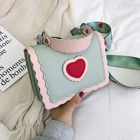 Милая женская портативная квадратная сумка с клапаном, новинка, качественная женская дизайнерская сумка из искусственной кожи, милая сумка через плечо - Цвет: Зеленый