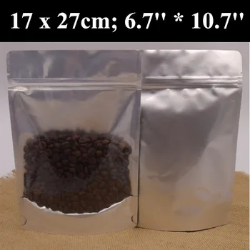 

50pcs/lot 17cm*27cm (6.7''*10.7'') 270mic One Side Clear Bag,Stand Up Zipper Plastic Bag,Zip Foil Bag