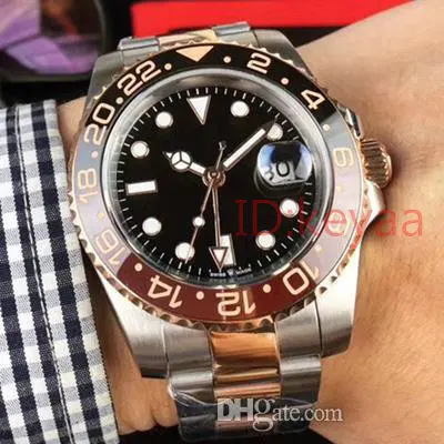 

GMT Ceramic Bezel Gold Top Luxury Brand Mens Mechanical SS Automatic 2813 Movement Watch Sports AAA Watches Men Wristwatches