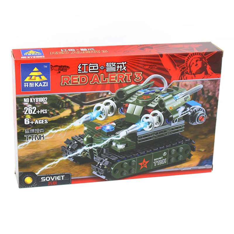 Kazi Red Alert 3 Tesla Tank Classic Building blocks Toys For Children Military Tank Educational Bricks Toys Birthday Gift 81002 kaizi red alert 3 series soviet apocalypse tank military model building educational toy for children brinquedo christmas gifts