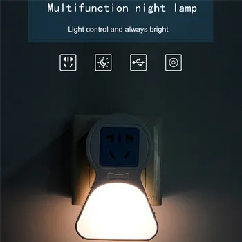 

LED Plug in Night Light Dusk to Dawn Motion Sensor Lamp 1 USB Ports AC Outlet Lamp Home Decor White Color Light 40MR15
