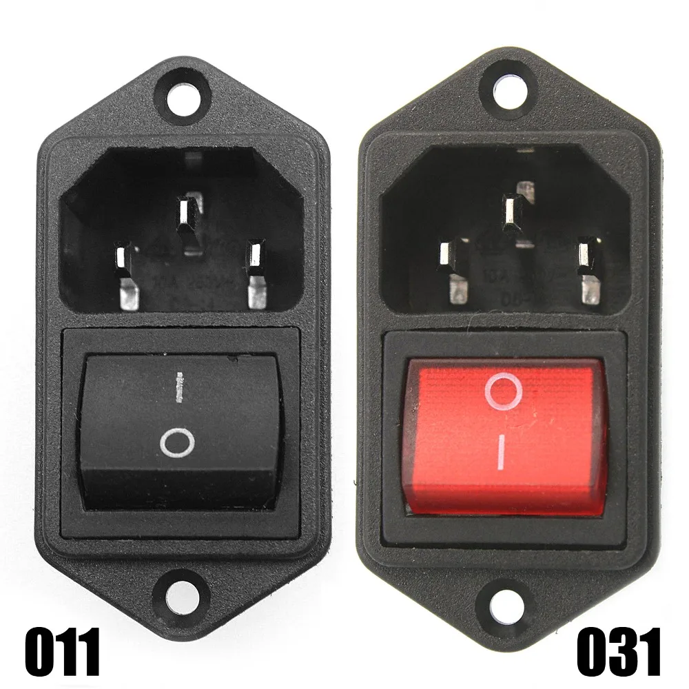 Push Button Swith IEC320 C14 AC Power Cord Inlet Socket Receptacle With