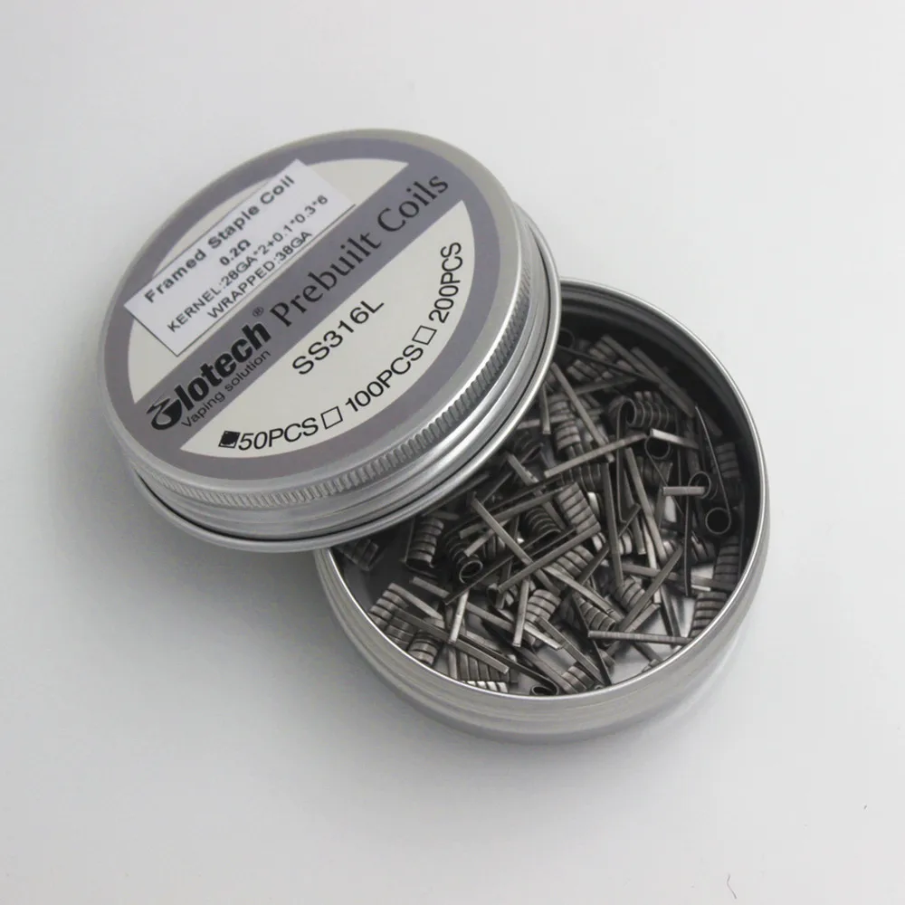 

Glotech Framed Staple Fused Clapton Premade Coils SS316L Heating Wire Prebuilt Coils for RTA RDA RBA Atomizer Vape Coils