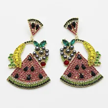 Новые микро-инкрустированные цветные серьги в стиле барокко с банановым арбузом T stage fashion show 765