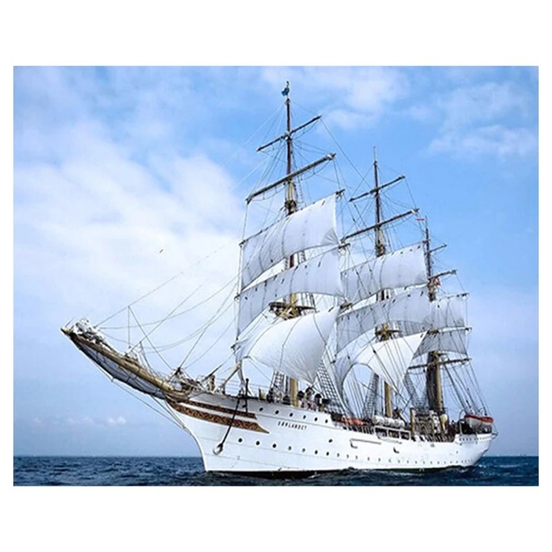 

Diamond Embroidery Sailboat Pattern Ship Rhinestones Diamond Mosaic Full Kits For Cross Stitch Scenery Sky Christmas Gifts