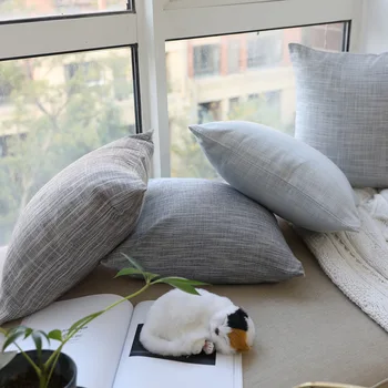 

Living Room Solid Color Sofa Cushion Cover Cotton Linen Car Bed Waist Pillow Cover Home/Office Decor Pillowcase 45x45cm/60x60cm